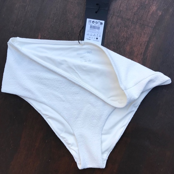 Massing Dutti Textured Bikini Bottoms High-Rise Smocked Swimwear Size Large - Picture 2 of 6